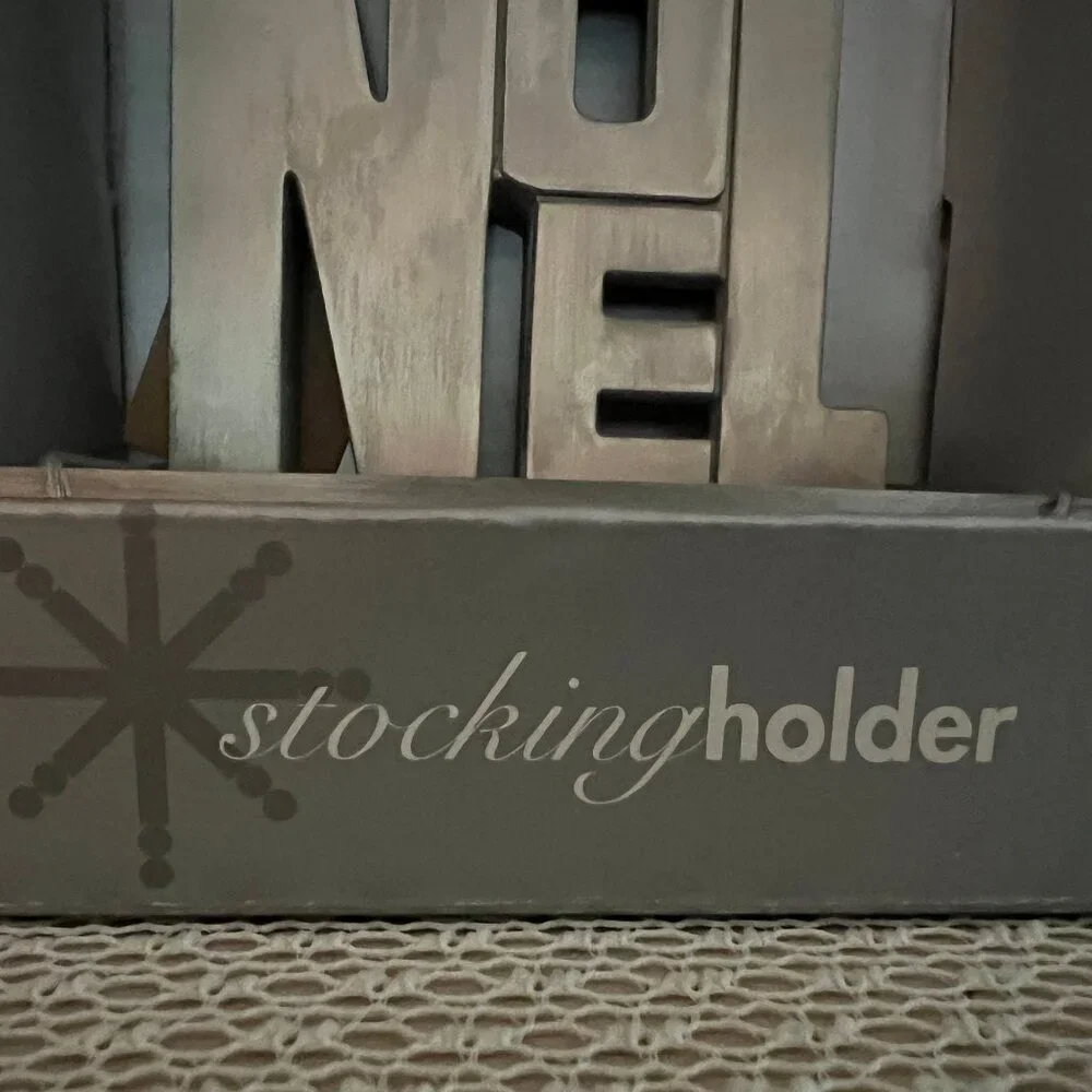 (2) NIB Silver Tone NOEL Target Brand Stocking Holders Made of Heavy Metal